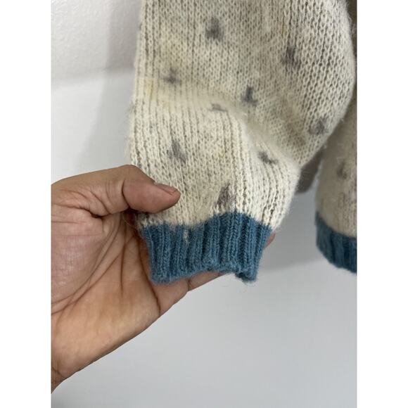 Vtg Wool Grandma Nordic Chunky Knit Scandi Cottage Whimsical Fair Isle Sweater L - Picture 4 of 14